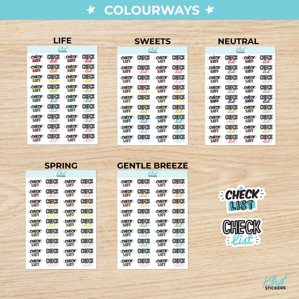 Checklist planner stickers