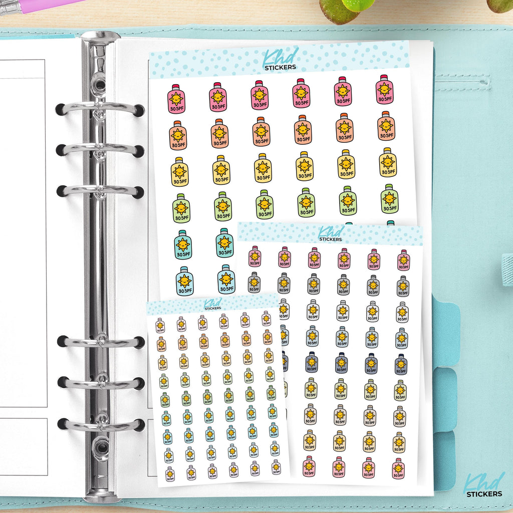 SPF Sunscreen Planner Sticker icons