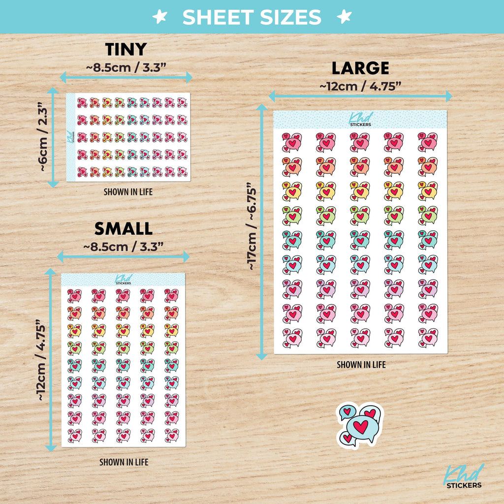 Heart Bubble Icons Planner Stickers