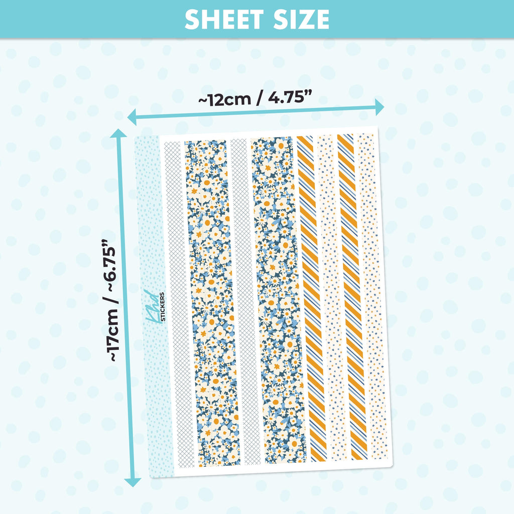 Blue & Orange Floral Journal Weekly Sticker Kit