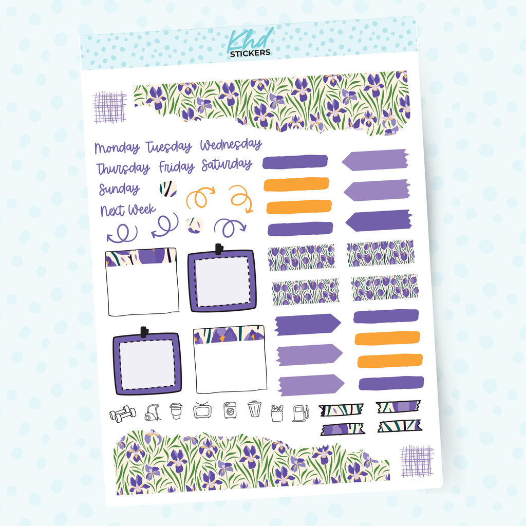 Purple Floral Journal Weekly Sticker Kit