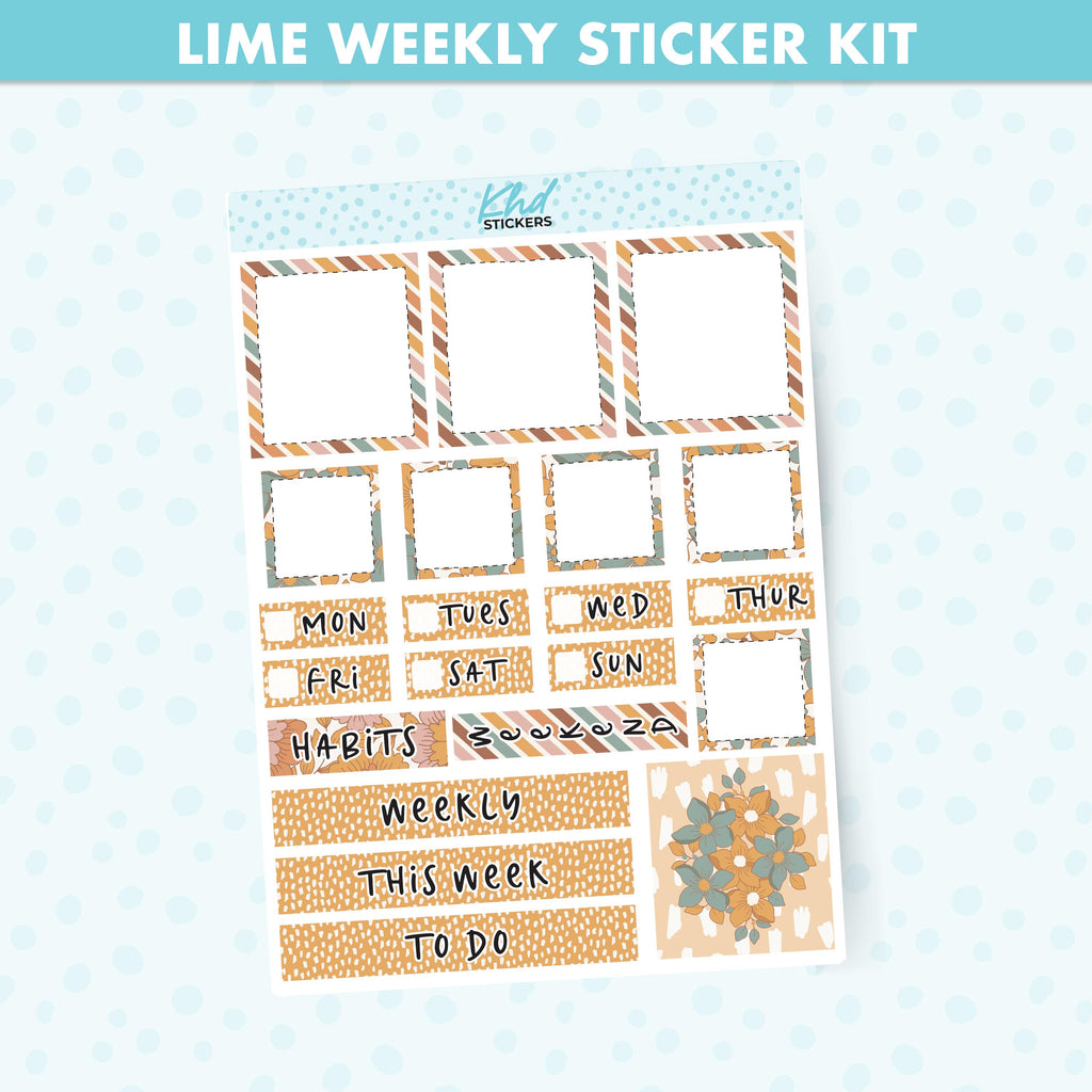 Lime Weekly Vintage Planner Sticker Kit