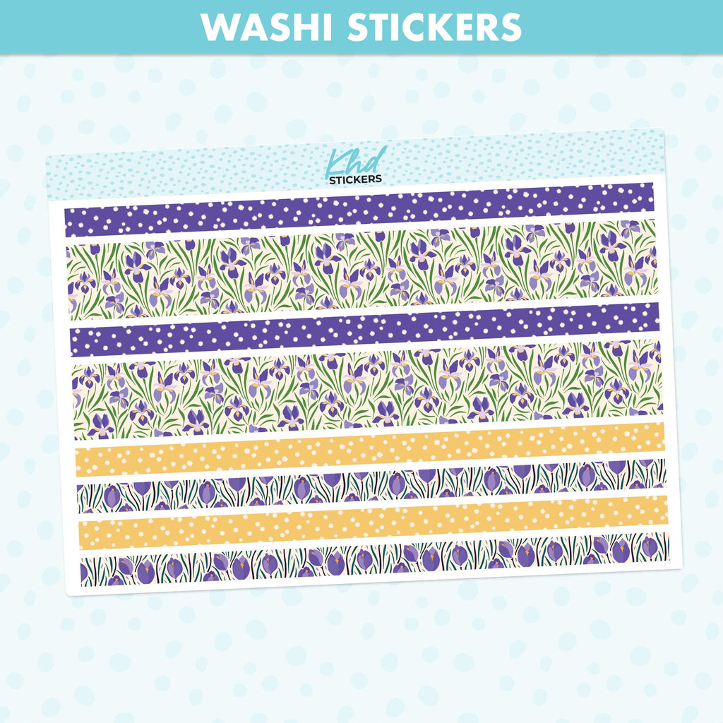 Purple Floral Decorative Washi Strip Stickers