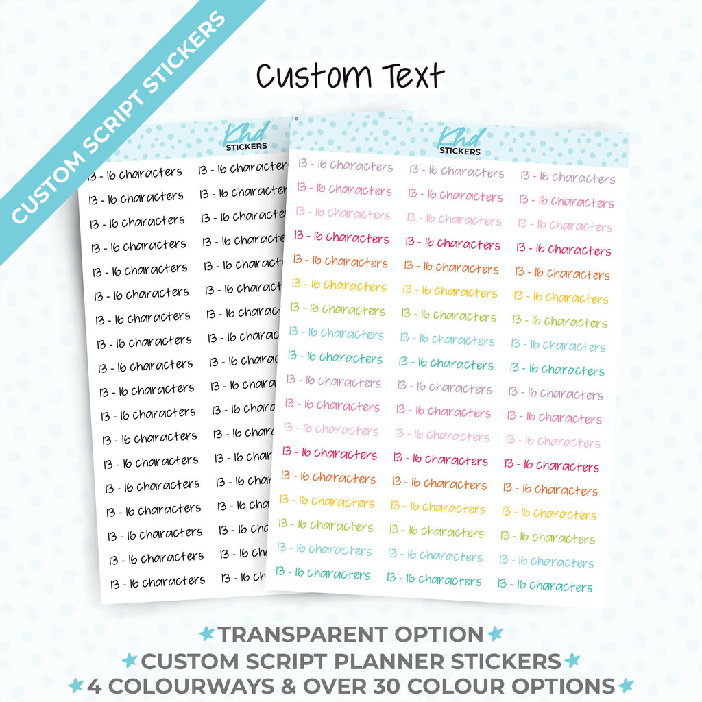 Design Your Own Script Planner Stickers