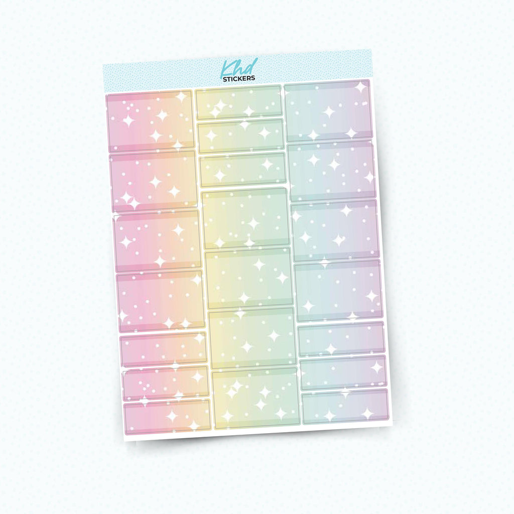 Pastel Patterned Half Boxes and Quarter Box Functional Stickers