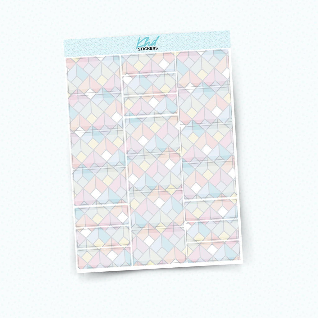 Pastel Patterned Half Boxes and Quarter Box Functional Stickers