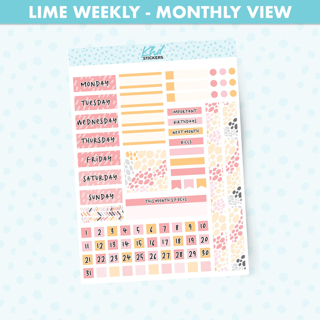 Pretty Spots Lime Weekly Monthly View Planner Sticker Kit, Set 47027