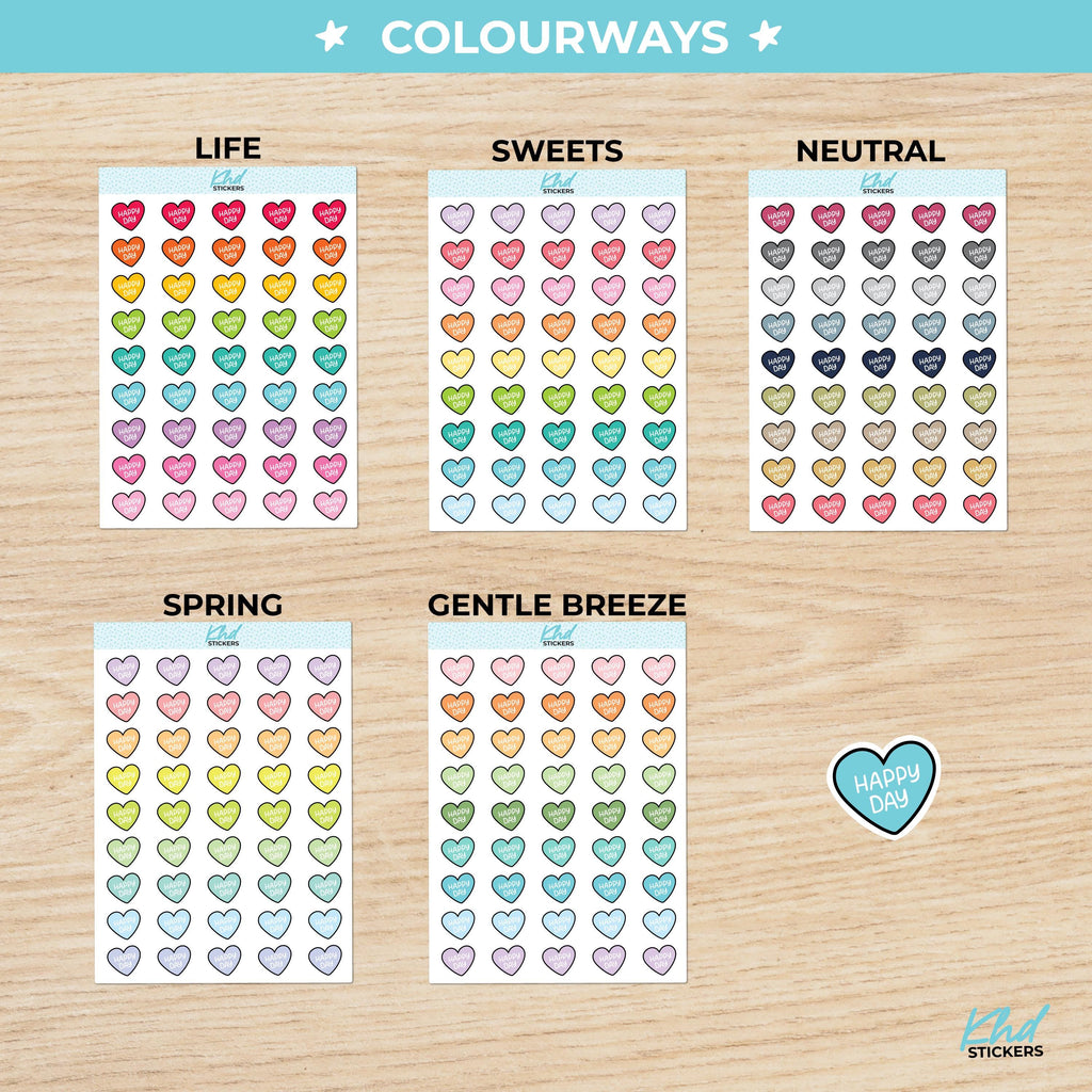 Happy Day Heart Planner Stickers