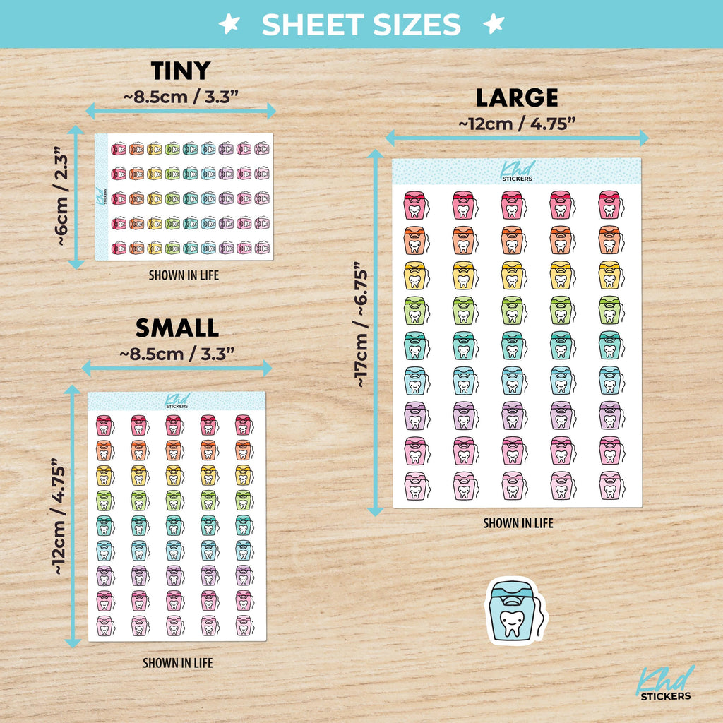 Dental floss planner stickers