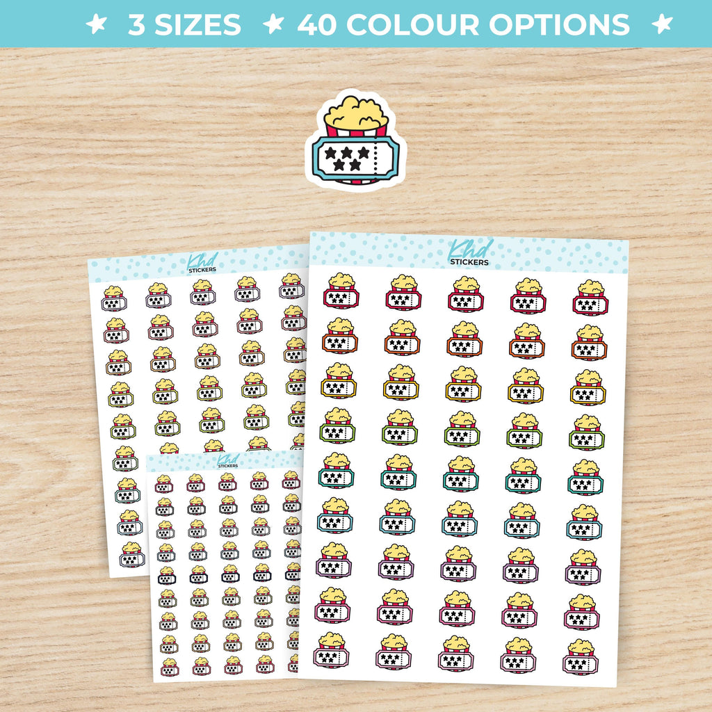 Movie and Popcorn Planner Stickers Small