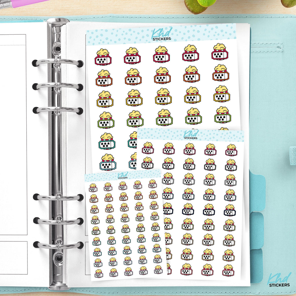 Movie and Popcorn Planner Stickers