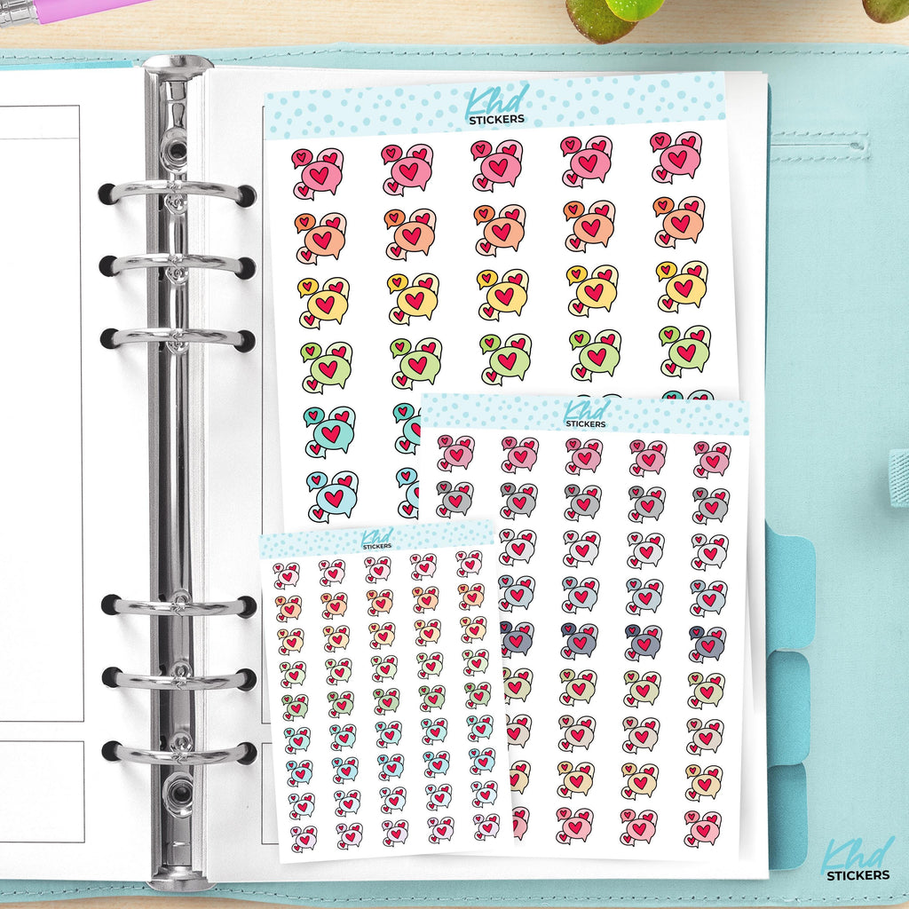 Heart Bubble Icons Planner Stickers