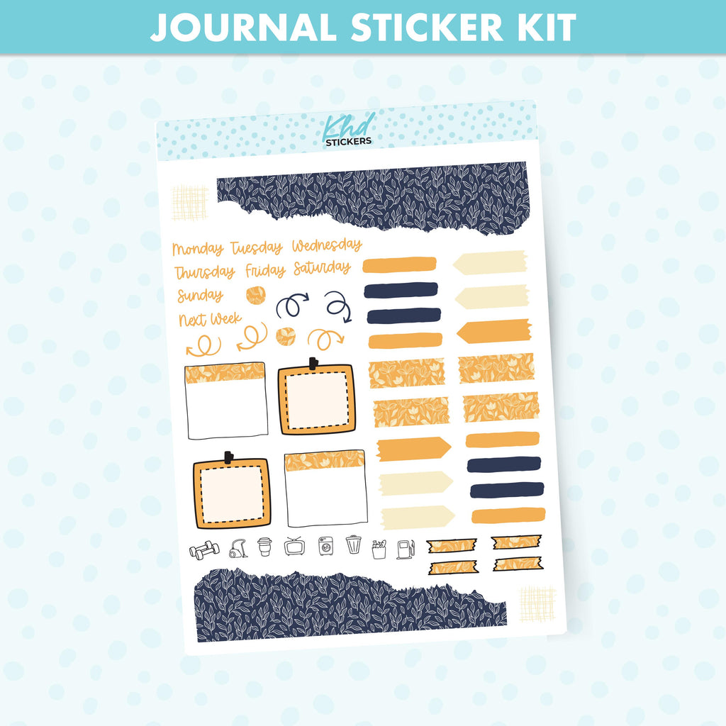 Navy Bloom Journal Weekly Sticker Kit