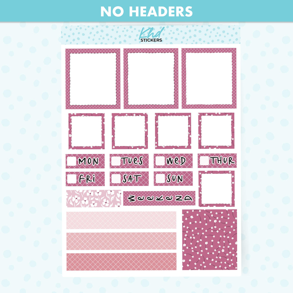 Pink Floral Lime Weekly Planner Sticker Kit