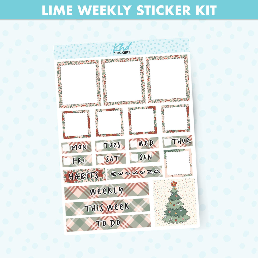 Christmas Love Lime Weekly Planner Sticker Kit