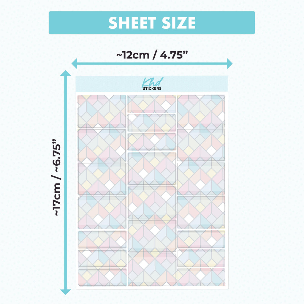 Pastel Patterned Half Boxes and Quarter Box Functional Stickers