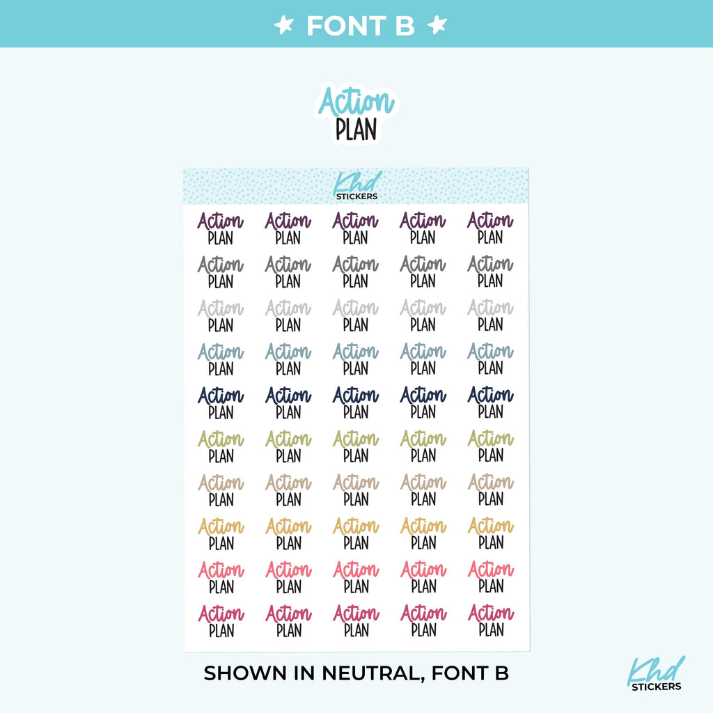 Action Plan Down Planner Stickers, Three Sizes including tiny, Removable