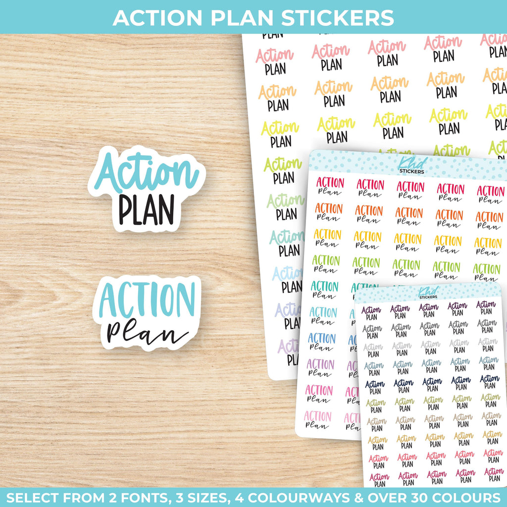 Action Plan Down Planner Stickers, Three Sizes including tiny, Removable