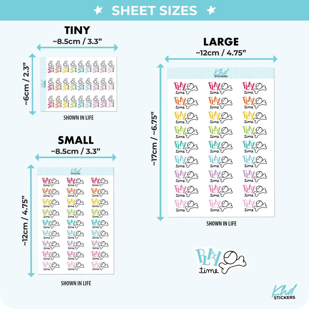 Play Time Planner Stickers, Three Sizes including tiny, Removable