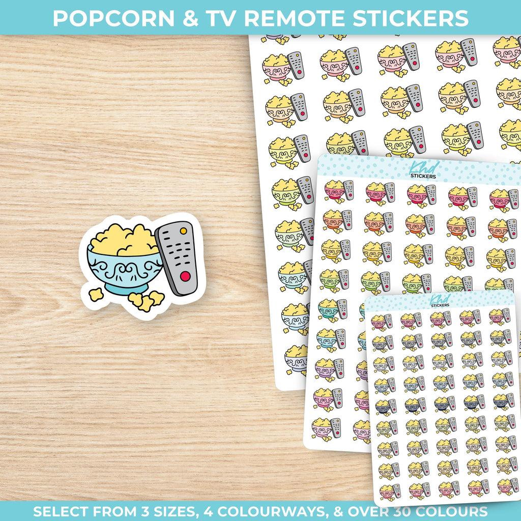 Popcorn Planner Stickers, Three Sizes including tiny, Removable