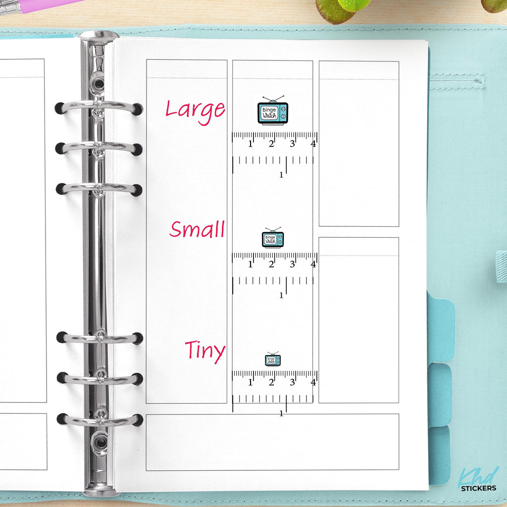 Binge Watch Planner Stickers, Three Sizes including tiny, Removable