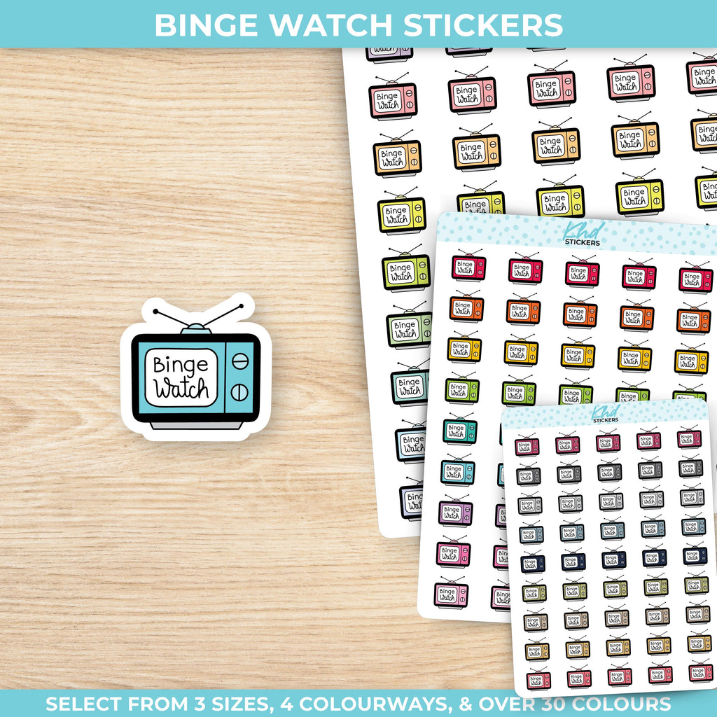 Binge Watch Planner Stickers, Three Sizes including tiny, Removable