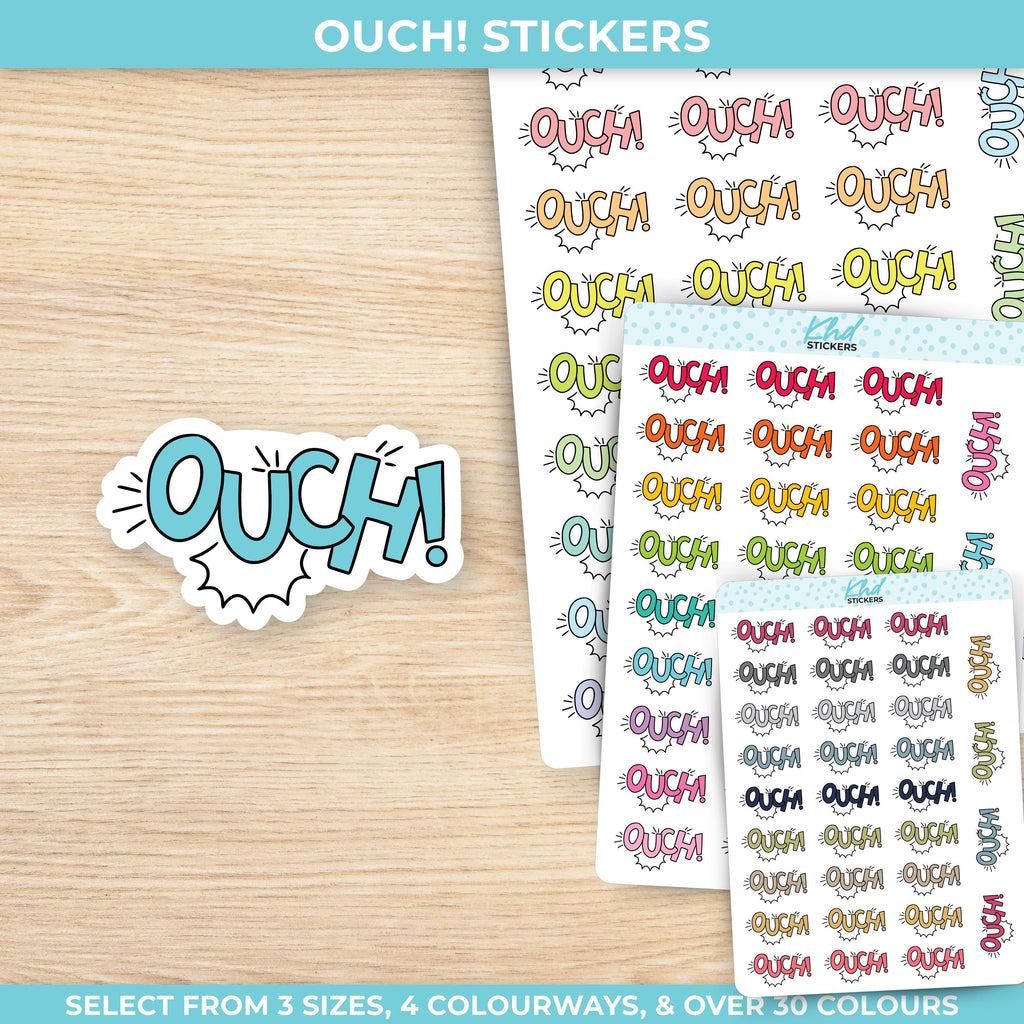 Ouch! Stickers, Three Sizes including tiny, Removable
