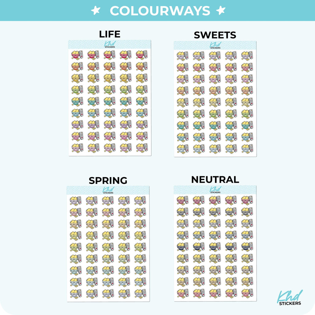 Popcorn Planner Stickers, Three Sizes including tiny, Removable