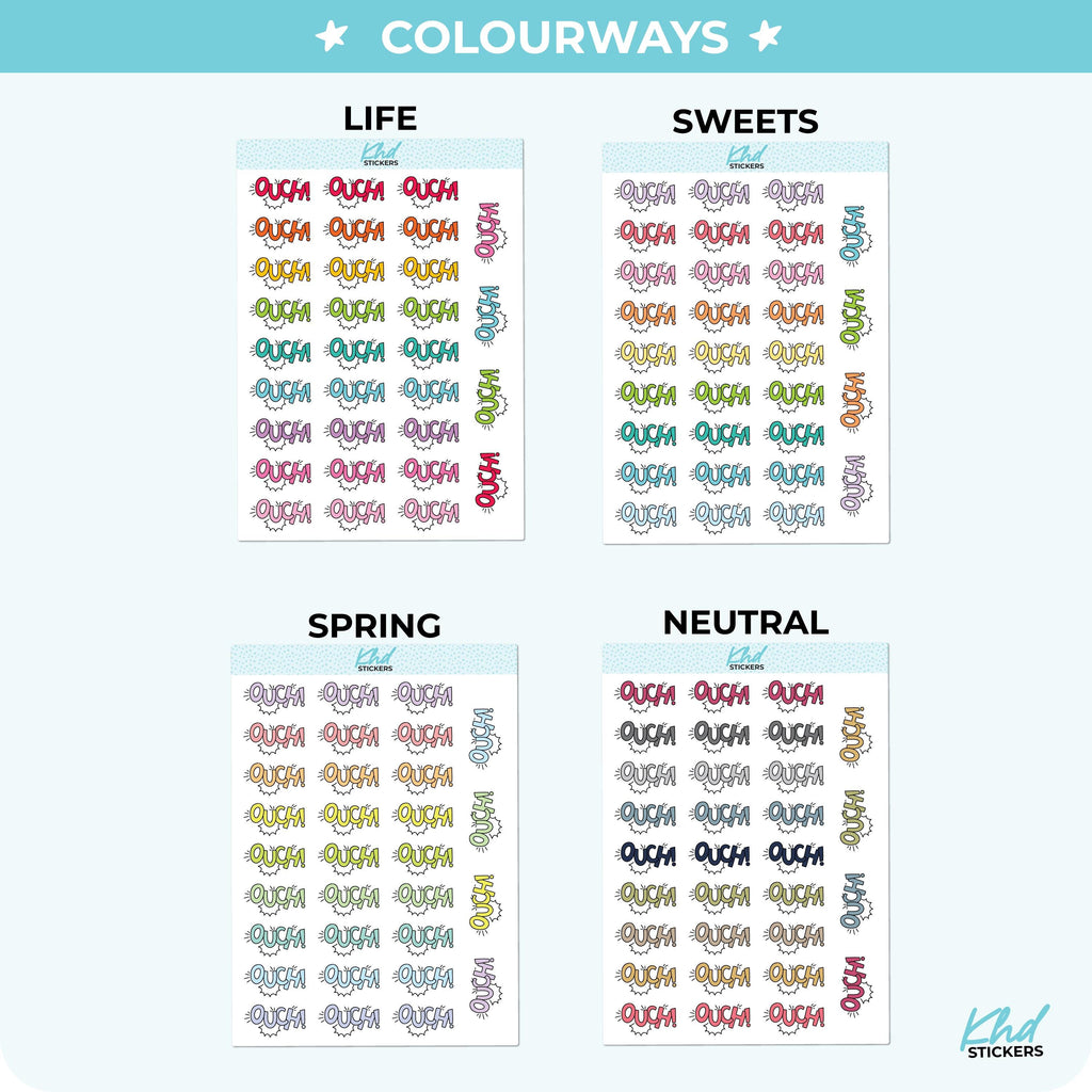 Ouch! Stickers, Three Sizes including tiny, Removable