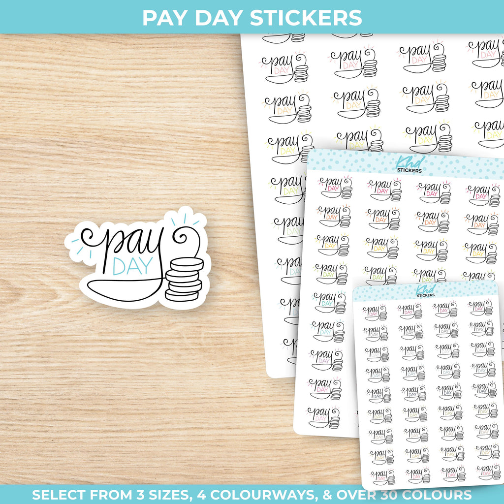 Pay Day Stickers, Three Sizes including tiny, Removable