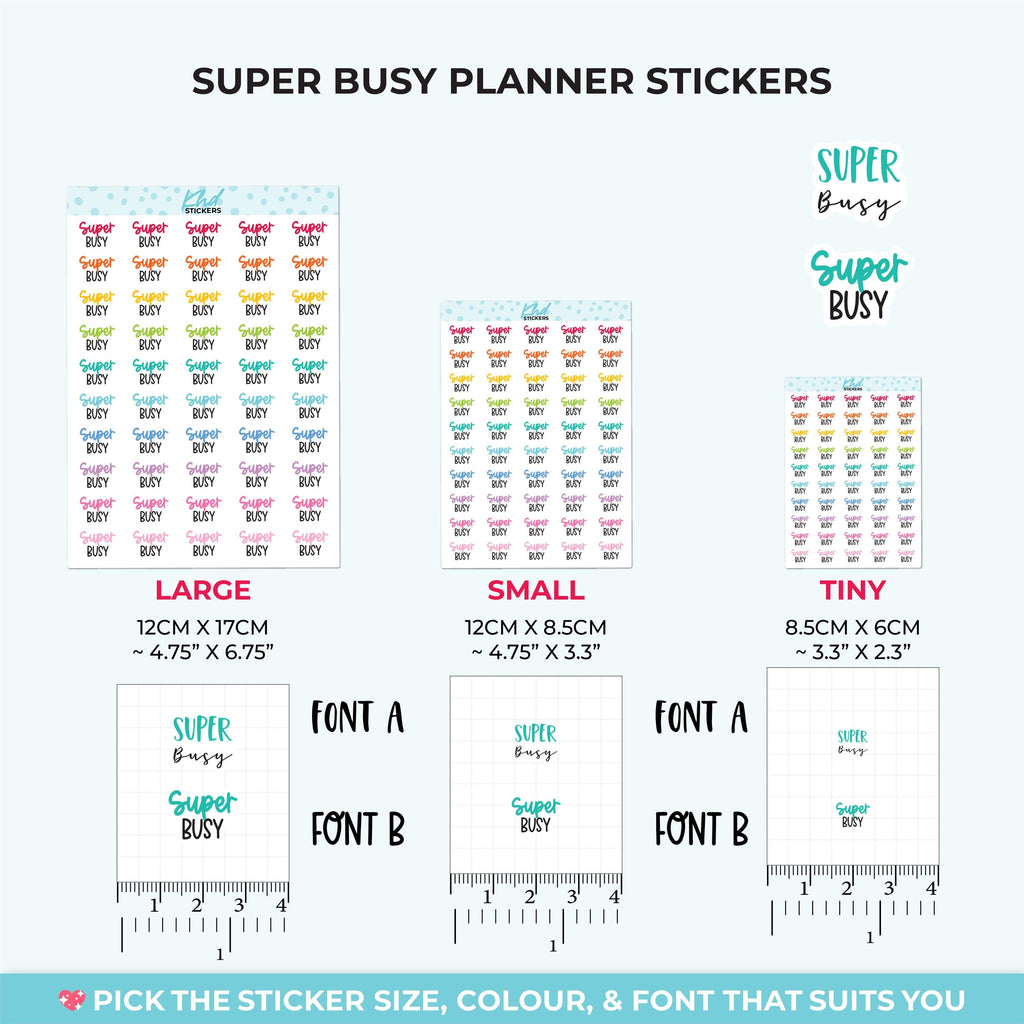 Super Busy Planner Stickers, Three Sizes including tiny, Removable