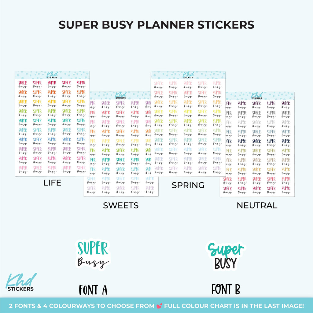 Super Busy Planner Stickers, Three Sizes including tiny, Removable