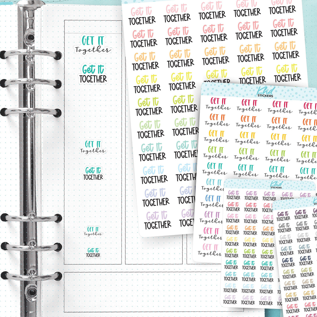 Get It Together Planner Stickers, Three Sizes including tiny, Removable