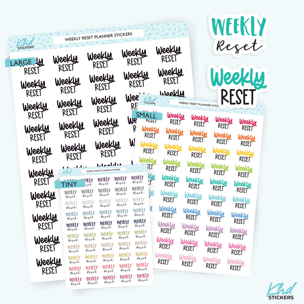 Weekly Reset Planner Stickers, Three Sizes including tiny, Removable