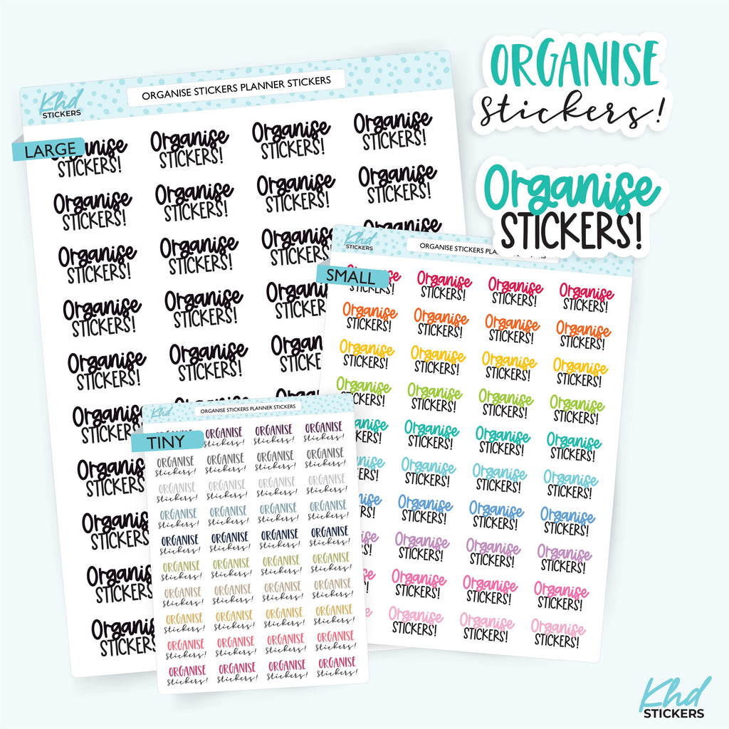 Organise Stickers! Planner Stickers, Three Sizes including tiny, Removable