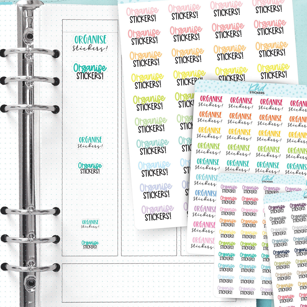 Organise Stickers! Planner Stickers, Three Sizes including tiny, Removable