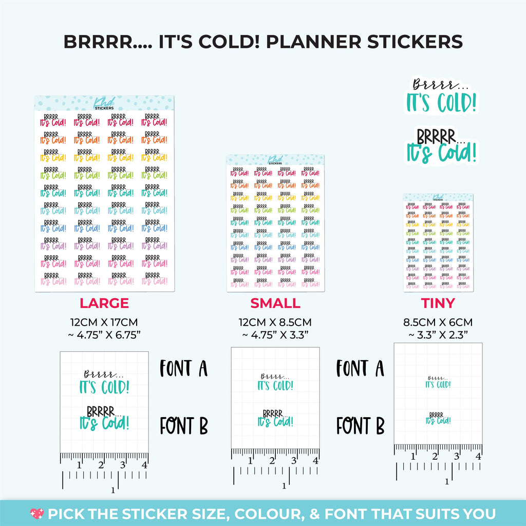 Brrrr It's Cold! Planner Stickers, Three Sizes including tiny, Removable