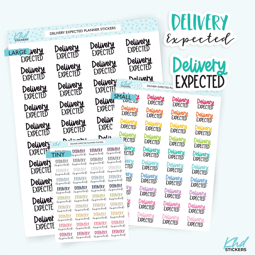 Delivery Expected Script Planner Stickers, Three Sizes including tiny, Removable