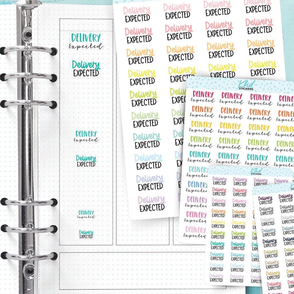 Delivery Expected Script Planner Stickers, Three Sizes including tiny, Removable