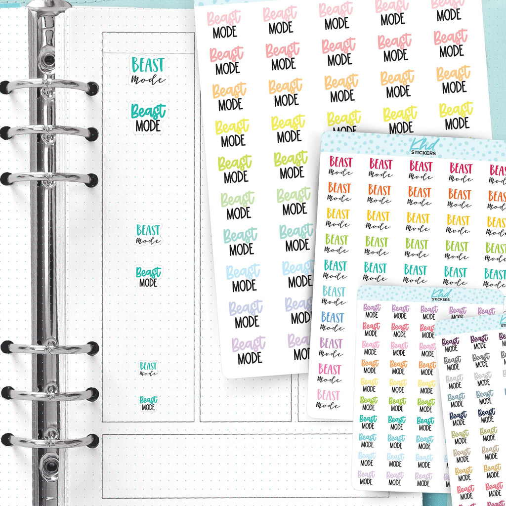 Beast Mode Script Planner Stickers, Three Sizes including tiny, Removable