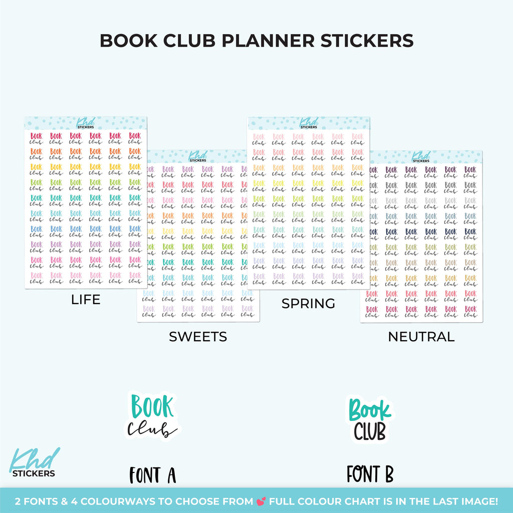 Book Club Planner Stickers, Three Sizes including tiny, Removable