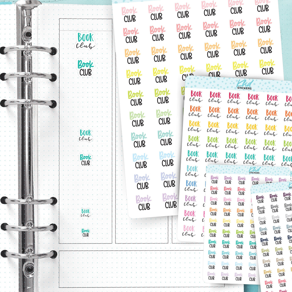 Book Club Planner Stickers, Three Sizes including tiny, Removable