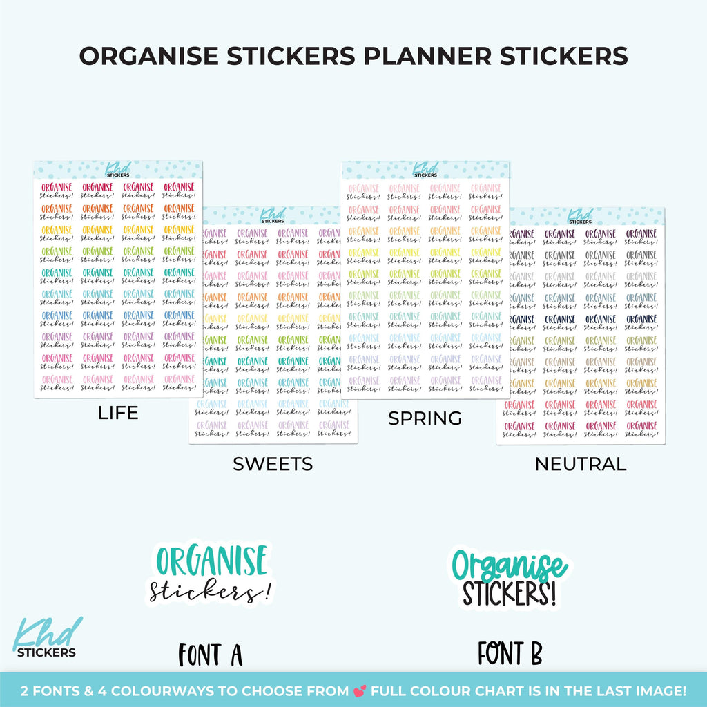 Organise Stickers! Planner Stickers, Three Sizes including tiny, Removable