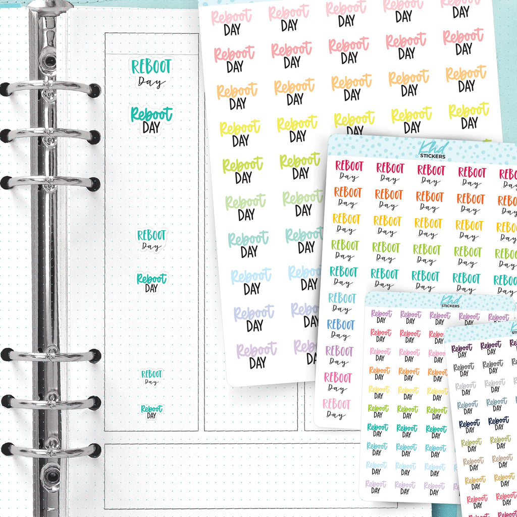 Reboot Day Script Planner Stickers, Three Sizes including tiny, Removable