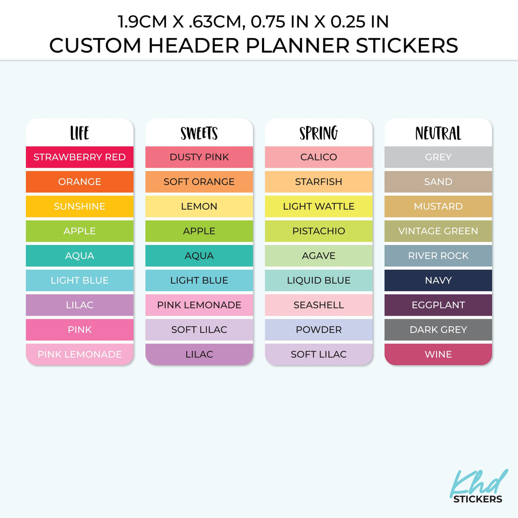 Custom Header Stickers - 1.9cm x .63cm, 0.75" x 0.25"