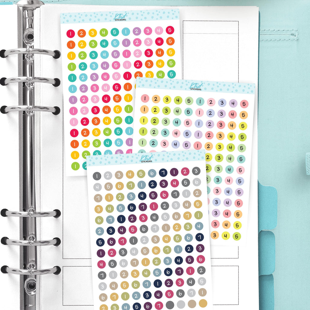 Lots of Numbers – 1 to 5, 1 to 7, 1 to 10, and 1 to 100 , Planner Stickers, Removable