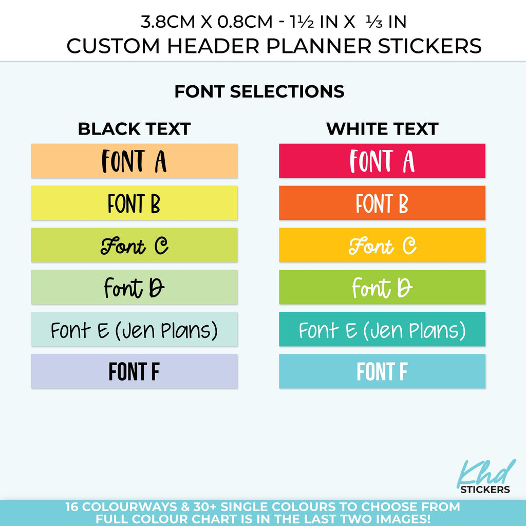 Custom Header Stickers - 3.8cm x 0.8cm - 1½ in x ⅓ in