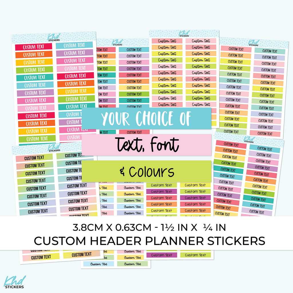 Custom Header Stickers - 3.8cm x 0.63cm 1.5" x 0.25"