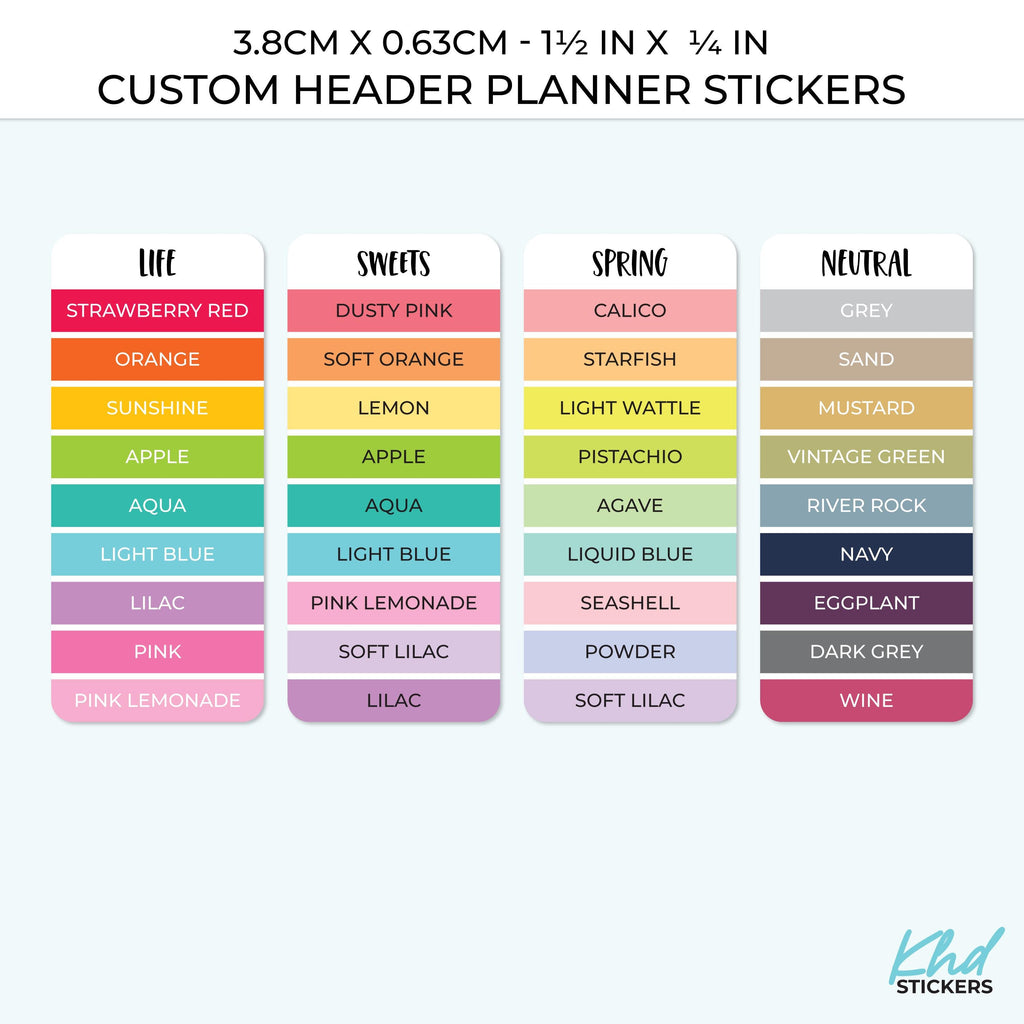 Custom Header Stickers - 3.8cm x 0.63cm 1.5" x 0.25"