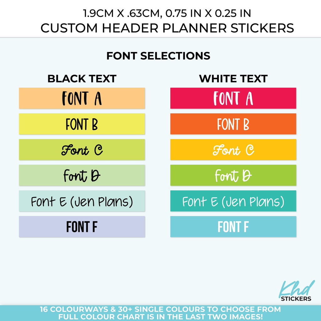 Custom Header Stickers - 1.9cm x .63cm, 0.75" x 0.25"